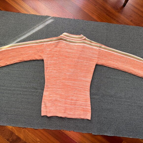 Space Dye Cardigan Peachy Orange Vintage Knit Sweater - Picture 11 of 15